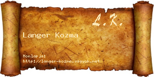 Langer Kozma névjegykártya